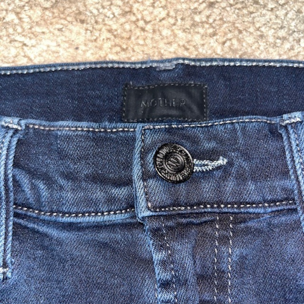 MOTHER The Stunner Zip Two Step Fray Skinny Jeans Last Call Dark Wash 25 - Picture 8 of 11